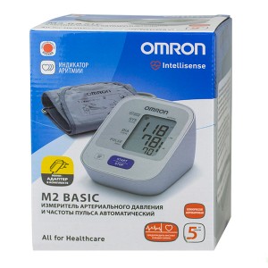 Тонометр OMRON M2 Basic -автоматический измеритель артериального давления (HEM-7121-ARU) с адаптером
